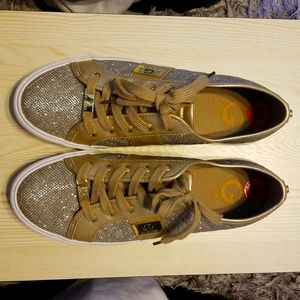 GBG-G by Guess sneakers. Size 10.  Gold and White Rhinestone earrings